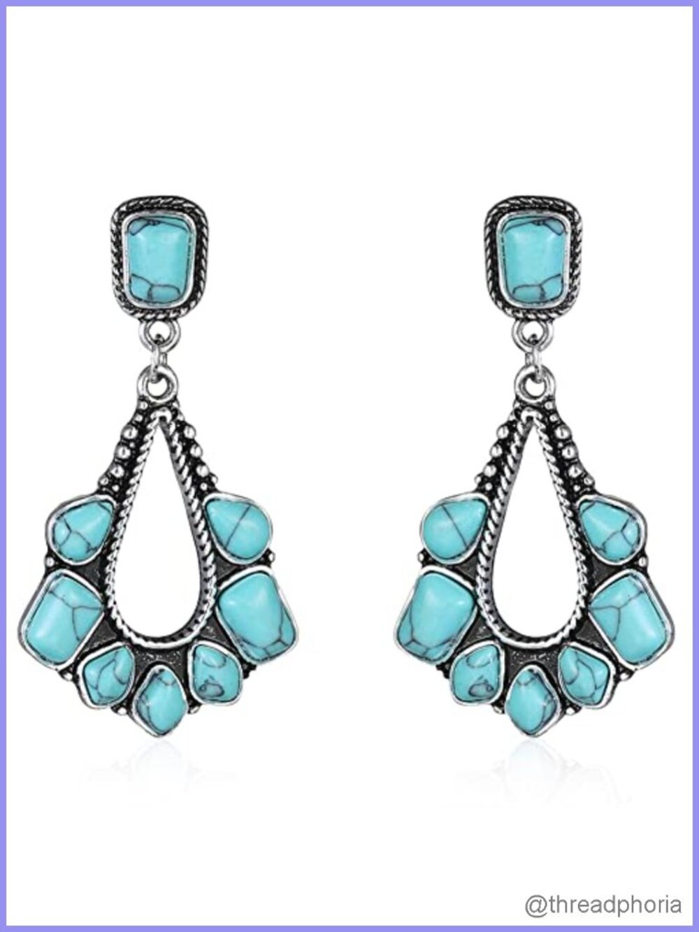 Turquoise Dangle Earrings for Women, Sterling Silver Western Teardrop Drop